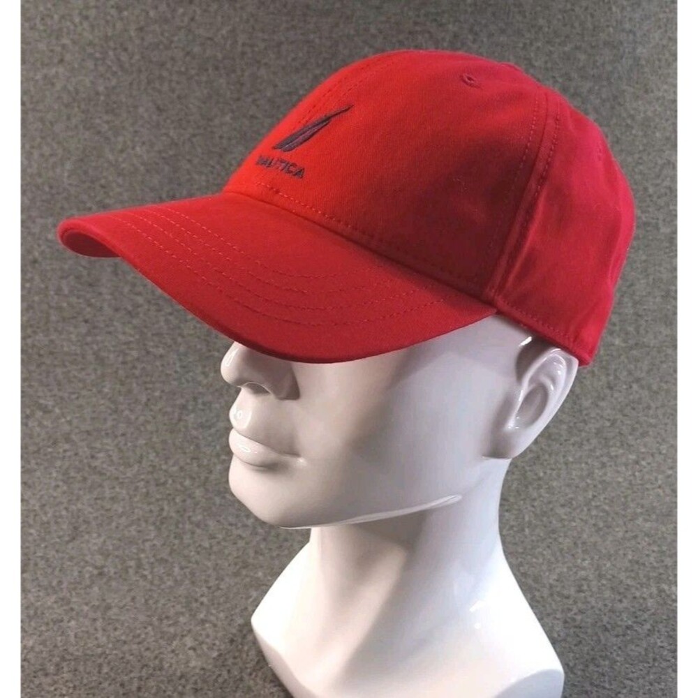 Nautica Red Logo Mens Hat OSFM Cotton Strapback  Cap